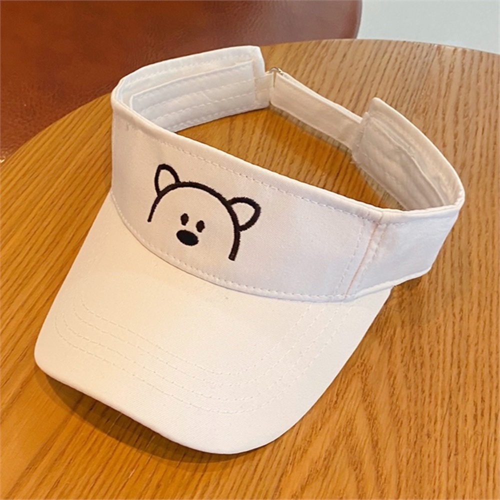 Kids White Bear Visor Sun Hat